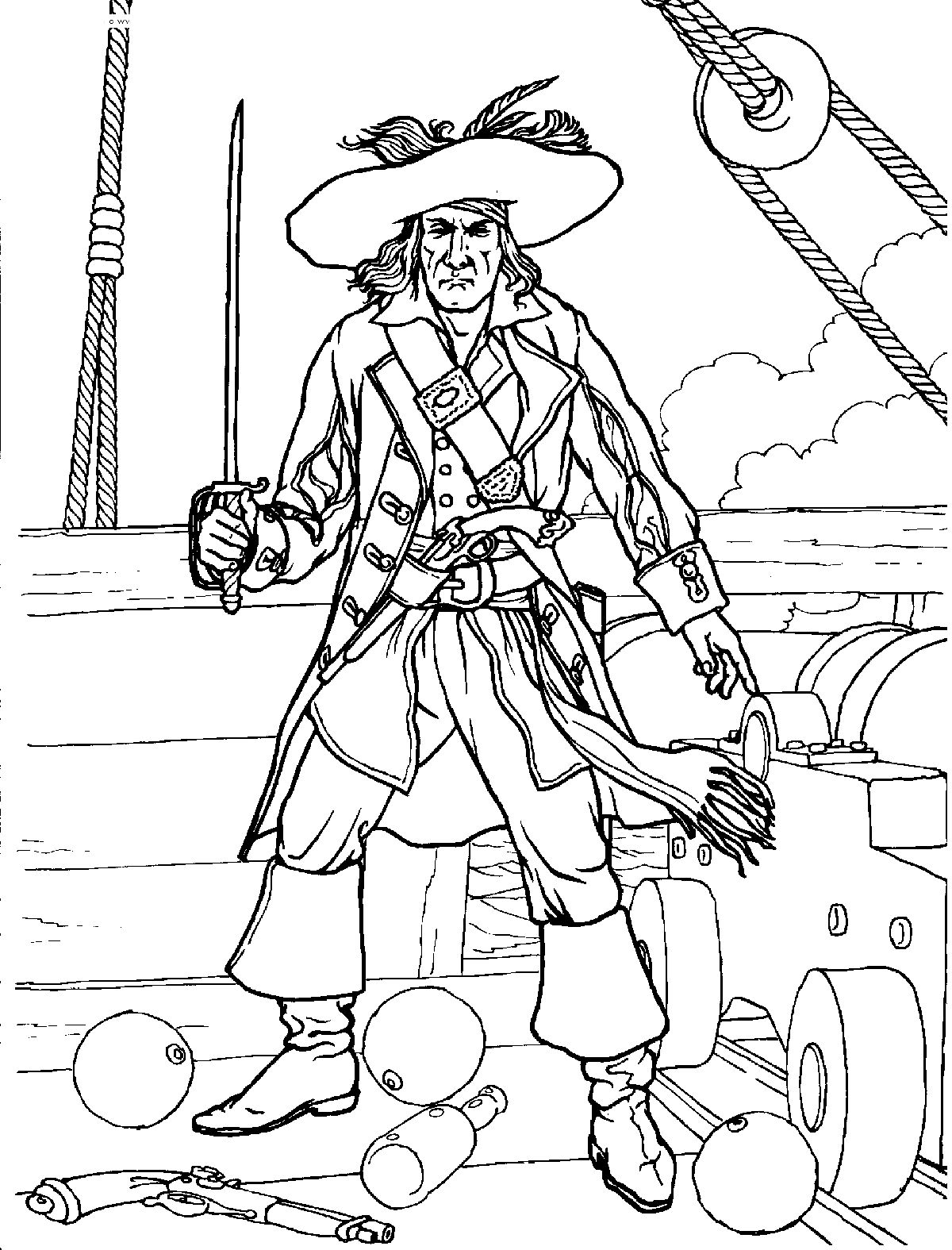 disegni pirata - 6 Disegni da colorare - Pirata in una battaglia