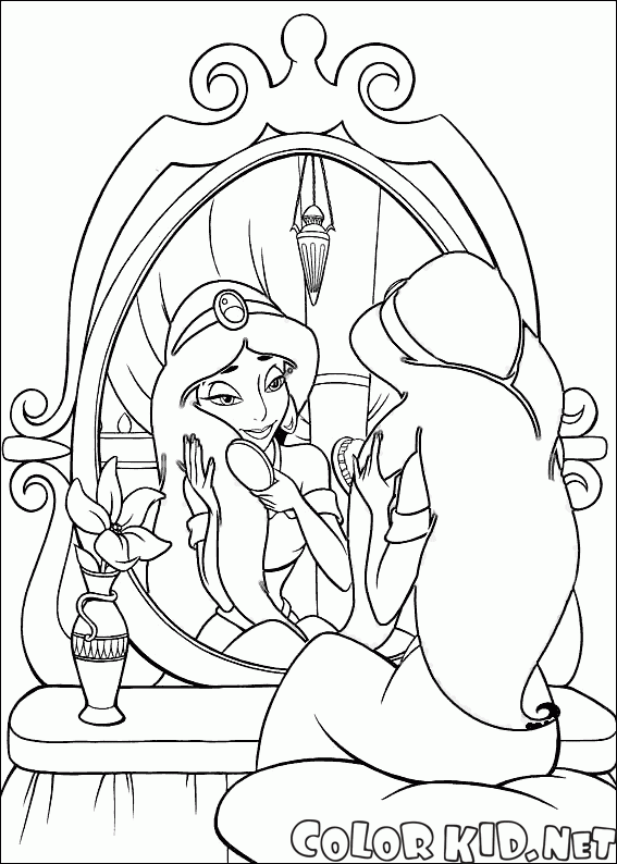 La principessa Jasmine e uno specchio