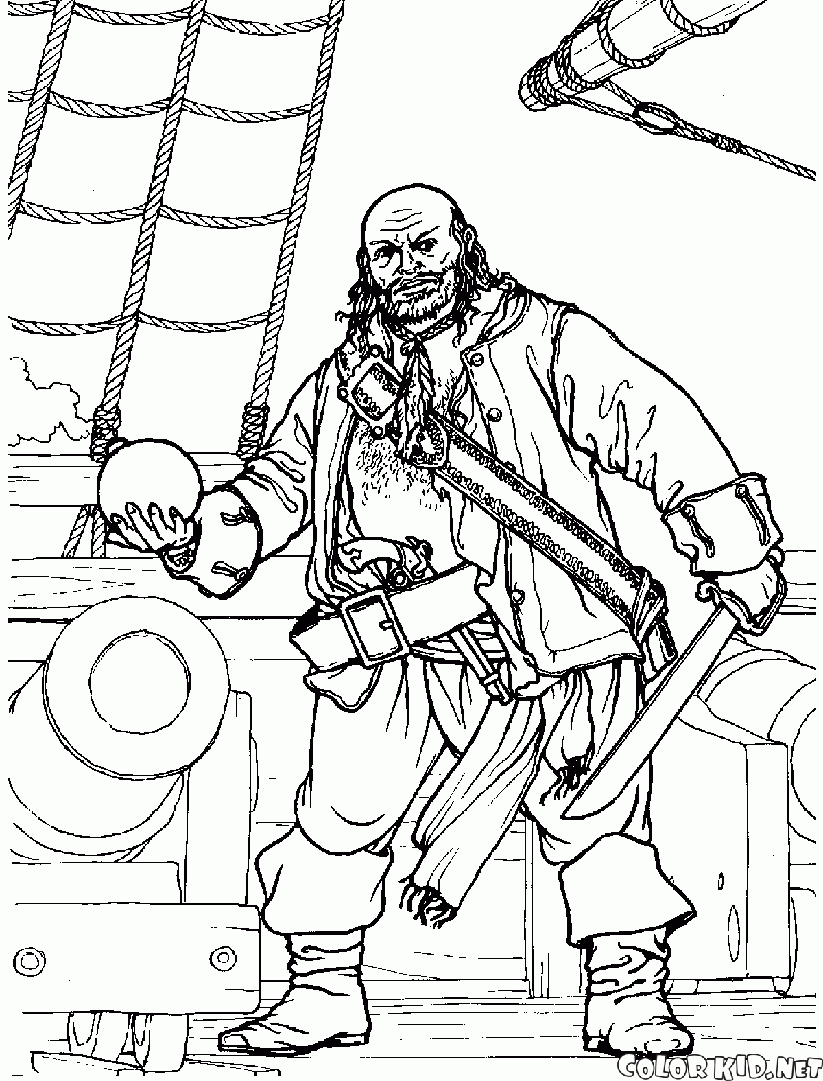 Pirata vicino al cannone