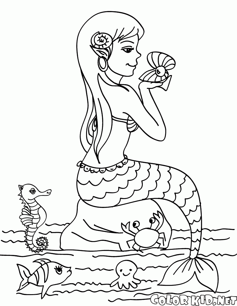 Mermaid con una perla