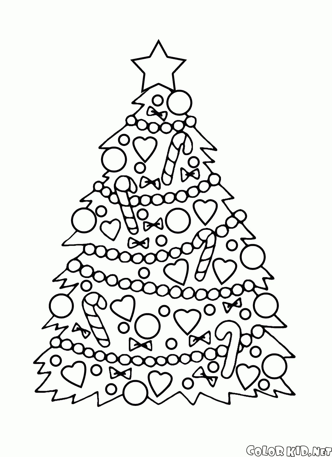 Disegni Alberi Di Natale Da Stampare.Disegni Da Colorare Albero Di Natale Con Decorazioni