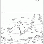 Uno su un lastrone di ghiaccio