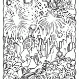 Fuochi dartificio sopra la città