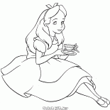 Alice con una tazza in mano