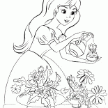 Principessa innaffia i fiori