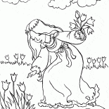 Principessa passeggiate intorno al prato