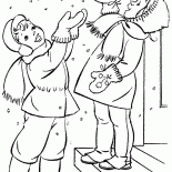 Bambini cattura i fiocchi di neve