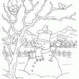 Snowman indossare una sciarpa e cappello