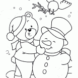 Orso e il pupazzo di neve