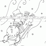 Pupazzo di neve e slitta