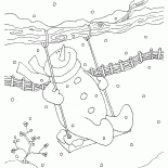 Pupazzo di neve su una altalena