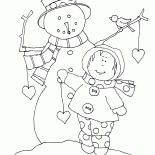 Pupazzo di neve e ragazza