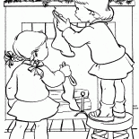 I bambini appendono calze